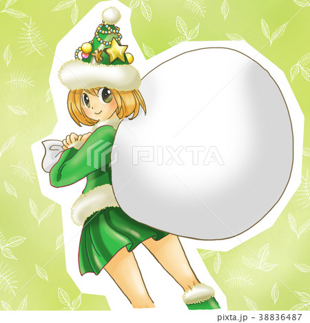 サンタガール 緑サンタ エコ クリスマス エコクリスマス かわいいのイラスト素材 38836487 Pixta