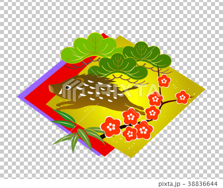 亥年年賀素材 色紙 松竹梅 亥年年賀素材 色紙 松竹梅 38836644