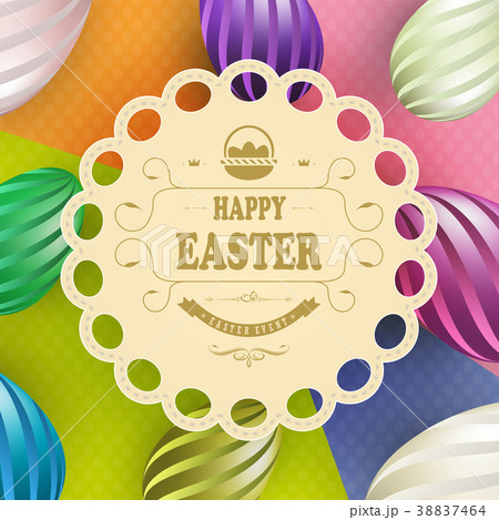 Multi-colored design with Easter eggs and a round Multi-colored design with Easter eggs and a round 38837464