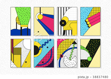 Colorful trend geometric pattern set Colorful trend geometric pattern set 38837480