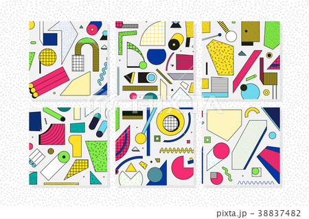 Colorful trend geometric pattern set 38837482