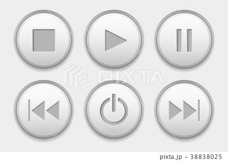 Media buttons. White audio icons set 38838025