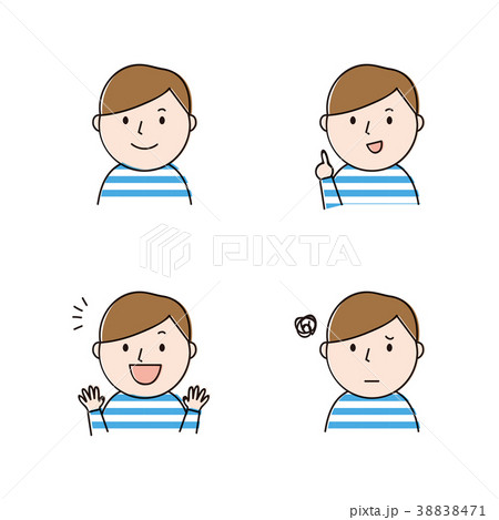 手描き 男性 表情 バリエーション イラストのイラスト素材 3471
