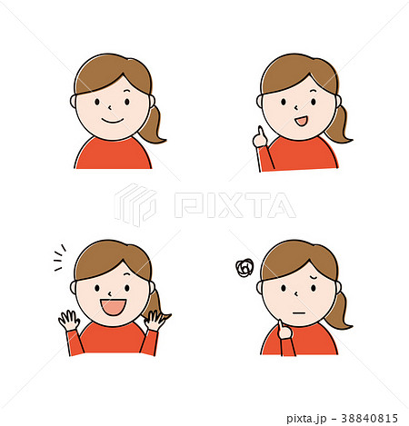 手描き 女性 表情 バリエーション イラストのイラスト素材