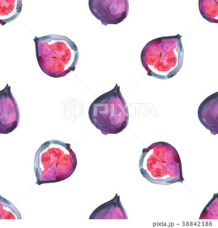 Figs. Tropical pattern of exotic fruit. Watercolor 38842386