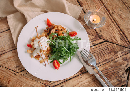 Healthy chicken salad wooden table Healthy chicken salad wooden table 38842601