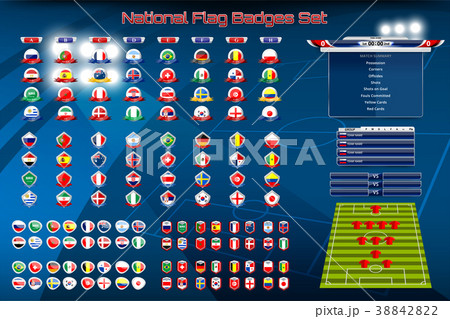 Scoreboard and badges of national flag Scoreboard and badges of national flag 38842822