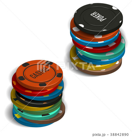 Stack of casino chips in 3D, vector illustration. 38842890