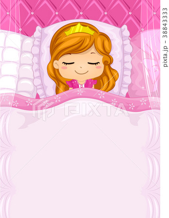 Kid Girl Princess Sleep Bed Backgroundのイラスト素材