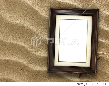 Picture frame on shells and sand background Picture frame on shells and sand background 38843971