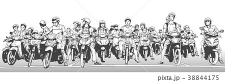 Illustration of vietnam traffic with motorbikes 38844175