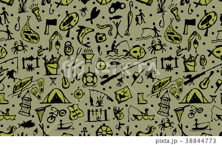 Fishing seamless pattern, sketch for your design 38844773