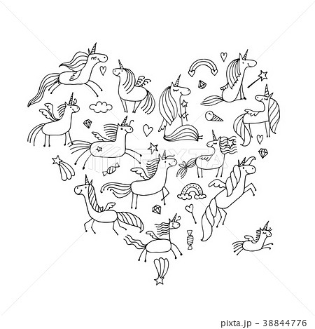 Magic unicorns collection, heart shape for your Magic unicorns collection, heart shape for your 38844776