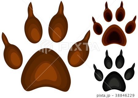 Colorful cartoon dog paw footprint icon set poster 38846229