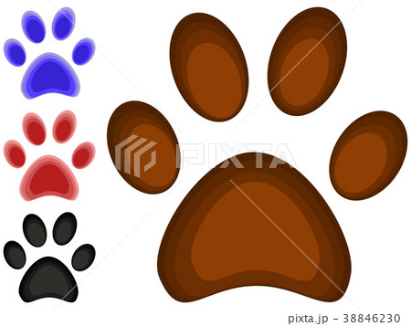 Colorful cartoon cat paw footprint icon set poster 38846230