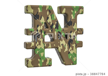 Camouflage army nigerian nair symbol, 3D rendering 38847764