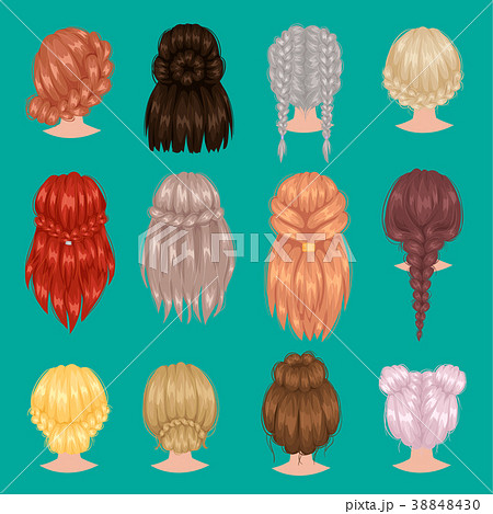 Beautiful Lady Hairstyle Braid Icon Set Isolated Doodle Drawing Outline  Sketch Graphic Vector Logo Design Beauty Salon Hair Flat Line Art Sign  Braided Hairdo Simple Flat Black Stock Illustration  Download Image