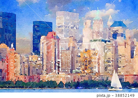 ニューヨークマンハッタンの水彩画のイラスト素材 [38852149] - PIXTA