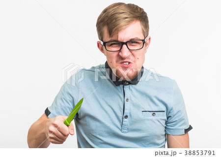 Man attack with knife. Concept of crime and Man attack with knife. Concept of crime and 38853791