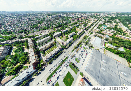 Aerial city view with crossroads and roads, houses 38855570
