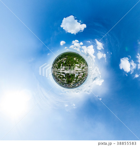 Aerial city view with crossroads and roads, houses Aerial city view with crossroads and roads, houses 38855583