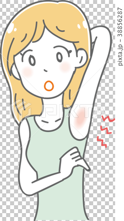 脇のカミソリ負けを気にする女性のイラスト素材 38856287
