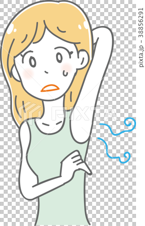 腋臭に悩む女性のイラスト 腋臭に悩む女性のイラスト 38856291