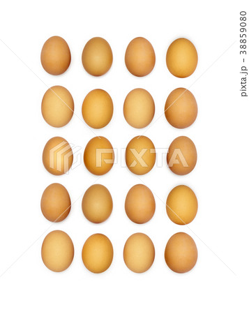 Happy Easter in rows of dozen brown eggs. 38859080