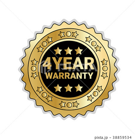 Golden Medal With 4 Year Of Warranty Sign Isolated 38859534