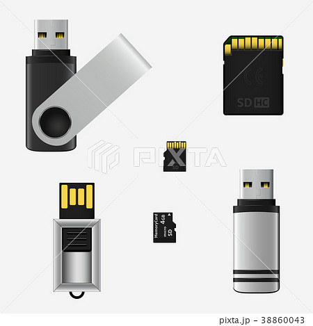Vector USB flash drives and memory cards 38860043