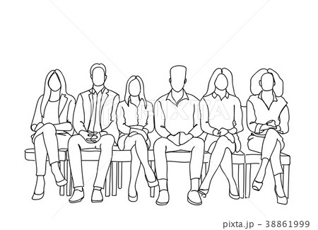 Group Of Business People Sitting In Line Waiting Group Of Business People Sitting In Line Waiting 38861999