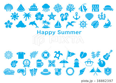 夏アイコン 暑中見舞い はがきサイズ 夏アイコン 暑中見舞い はがきサイズ 38862397