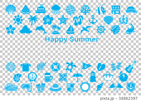 夏アイコン 暑中見舞い はがきサイズ 夏アイコン 暑中見舞い はがきサイズ 38862397