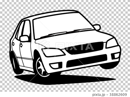 国産スポーティセダン 塗り絵風 自動車イラスト ジャンプ 国産スポーティセダン 塗り絵風 自動車イラスト ジャンプ 38862609