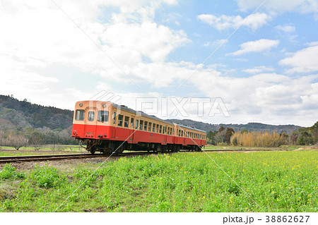房総・小湊鉄道と菜の花畑 房総・小湊鉄道と菜の花畑 38862627