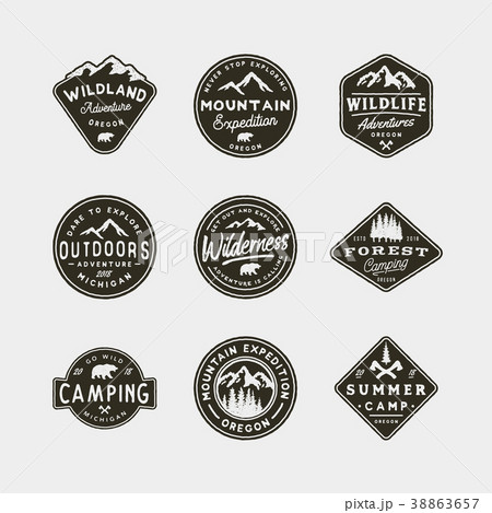 set of vintage wilderness logos. hand drawn retro set of vintage wilderness logos. hand drawn retro 38863657