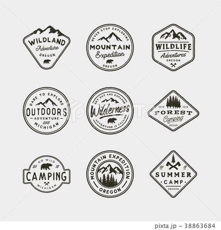 set of vintage wilderness logos. hand drawn retro set of vintage wilderness logos. hand drawn retro 38863684