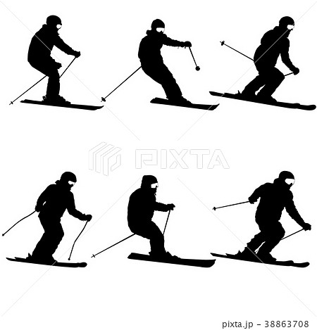 Set mountain skier speeding down slope sport 38863708