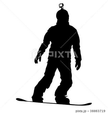 Black silhouettes snowboarders on white  38863719