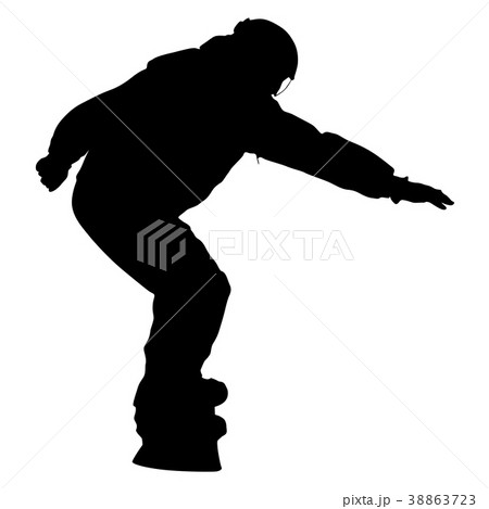 Black silhouettes snowboarders on white 38863723