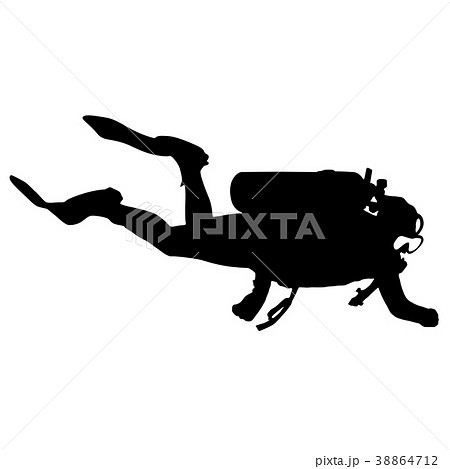 Black silhouette scuba divers on a white Black silhouette scuba divers on a white 38864712