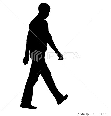 Silhouette of People walking on White Background 38864770