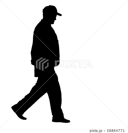 Silhouette of People walking on White Background 38864771