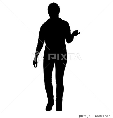 Silhouette of People walking on White Background 38864787