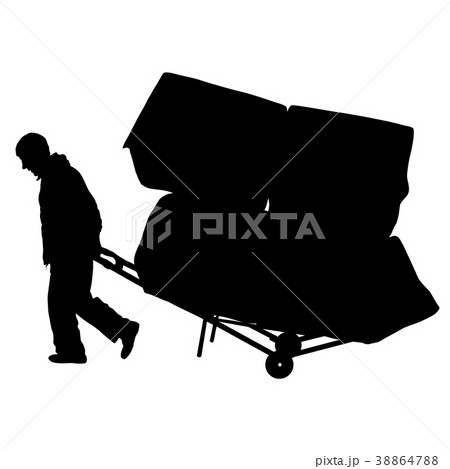 Black silhouette hard worker pushing  38864788