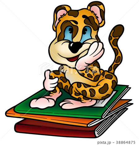 Leopard Sitting a Stack of Workbooks 38864875
