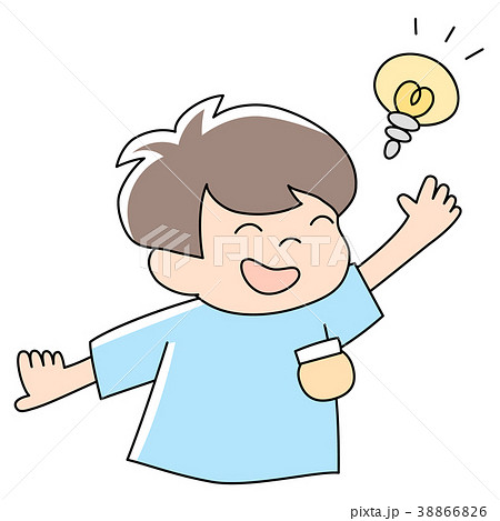 幼児3歳男の子 ヒラメキのイラスト素材 3666
