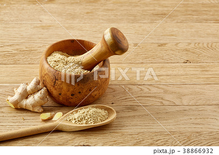 Composition of oil jars, wooden mortar and pestle 38866932