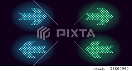 Blue and green neon dot arrow Blue and green neon dot arrow 38866949