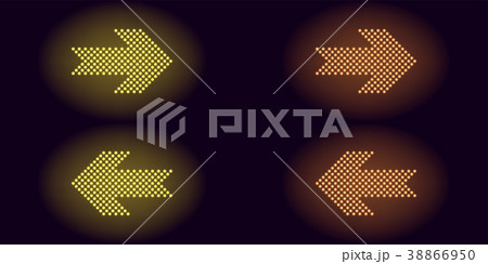 Yellow and orange neon dot arrow Yellow and orange neon dot arrow 38866950